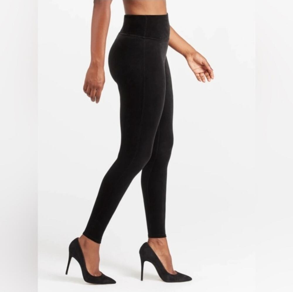 Spanx Black Velvet Leggings Size Large